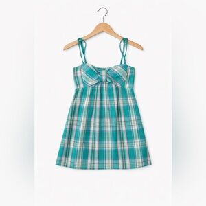 Xhilaration Green Plaid Babydoll Dress Medium